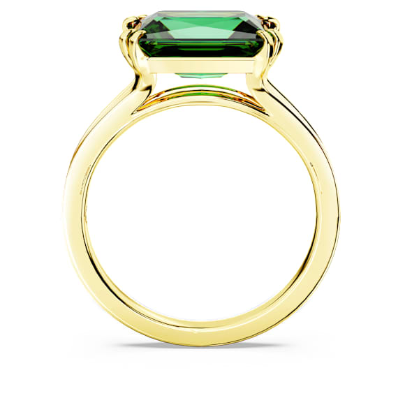 Stilla cocktail ring, Rectangular cut, Green, Gold-tone plated - Swarovski, 5677140