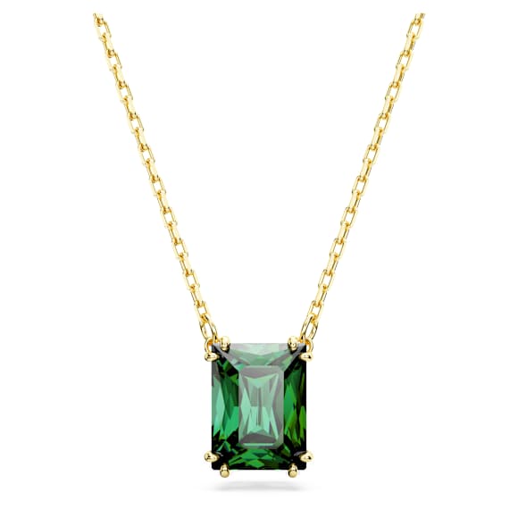 Colgante Stilla, Talla rectangular, Verde, Acabado en oro de 18 quilates - Swarovski, 5677141