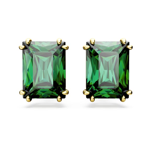 Matrix Ohrstecker, Rechteckschliff, Grün, Goldlegierungsschicht - Swarovski, 5677142