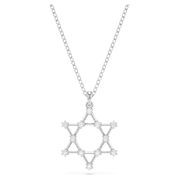 Pingente Insigne, Lapidação redonda, Estrela, Branco, Lacado a ródio - Swarovski, 5677156