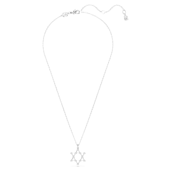 Insigne pendant, Round cut, Star, White, Rhodium plated - Swarovski, 5677156