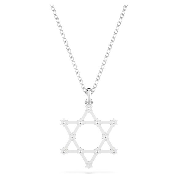 Insigne pendant, Round cut, Star, White, Rhodium plated - Swarovski, 5677156