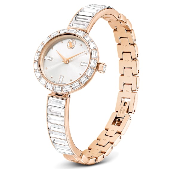 Orologio Matrix Bangle, Fabbricato in Svizzera, Bracciale in cristallo, Bianco, Finitura in tono oro rosa - Swarovski, 5677484
