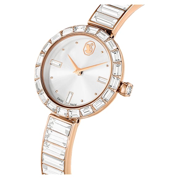 Orologio Matrix Bangle, Fabbricato in Svizzera, Bracciale in cristallo, Bianco, Finitura in tono oro rosa - Swarovski, 5677484