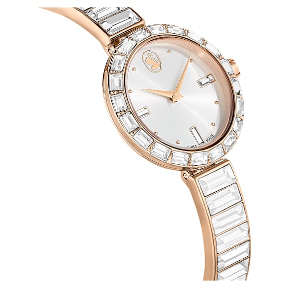 Orologio Matrix Bangle, Fabbricato in Svizzera, Bracciale in cristallo, Bianco, Finitura in tono oro rosa - Swarovski, 5677484