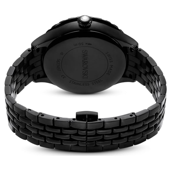Octea Moon watch, Swiss Made, Moon, Metal bracelet, Black, Black finish - Swarovski, 5677497