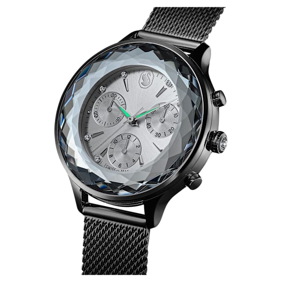 Ρολόι Nova Chrono, Eλβετικής κατασκευής, Μεταλλικό μπρασελέ, Ασημί τόνος, Ανοξείδωτο ατσάλι - Swarovski, 5677503