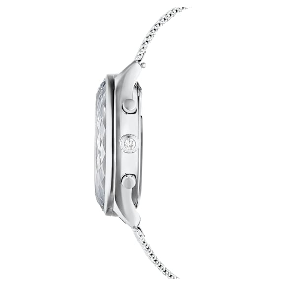 Nova Chrono Uhr, Schweizer Produktion, Metallarmband, Silberfarben, Edelstahl - Swarovski, 5677503