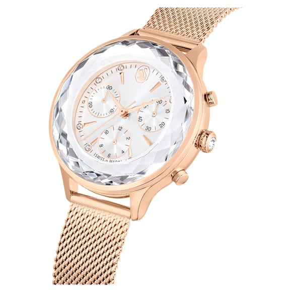 Nova Chrono watch, Swiss Made, Metal bracelet, Rose gold tone, Rose gold-tone finish - Swarovski, 5677506