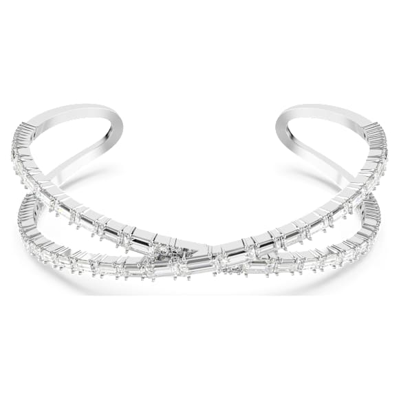 Hyperbola cuff, Infinity, White, Rhodium plated - Swarovski, 5677625