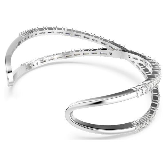 Hyperbola cuff, Infinity, White, Rhodium plated - Swarovski, 5677625