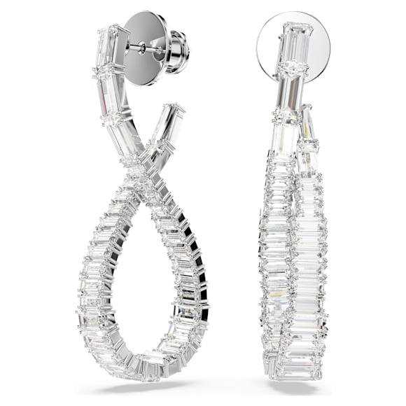 Pendants d'oreilles Hyperbola, Infini, Blanches, Métal rhodié - Swarovski, 5677628