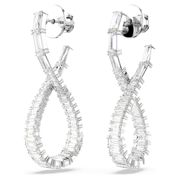 Pendants d'oreilles Hyperbola, Infini, Blanches, Métal rhodié - Swarovski, 5677628