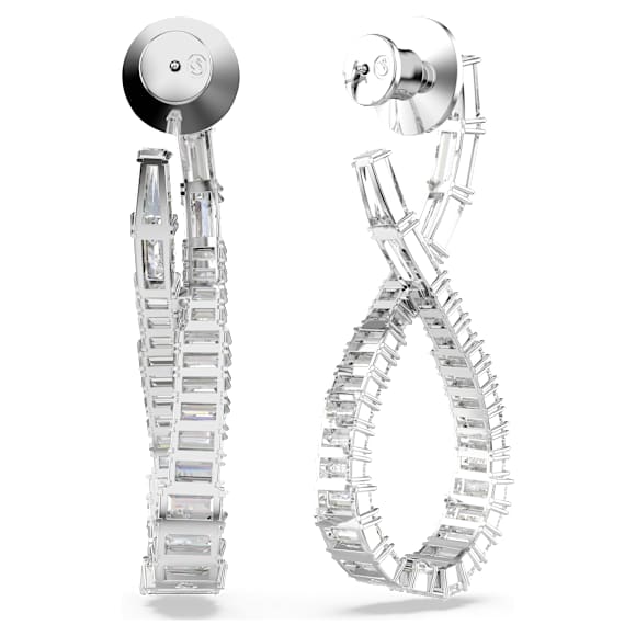 Pendants d'oreilles Hyperbola, Infini, Blanches, Métal rhodié - Swarovski, 5677628