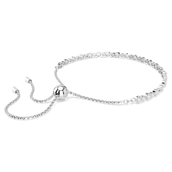 Matrix Tennis bracelet, Mixed round cuts, White, Rhodium plated - Swarovski, 5677813