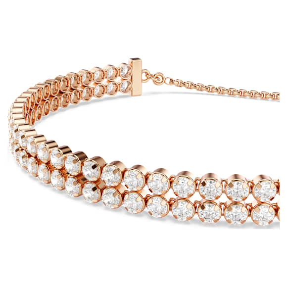 Bracciale Tennis Matrix, Taglio Round, Bianco, Finitura oro rosa 18K - Swarovski, 5677823