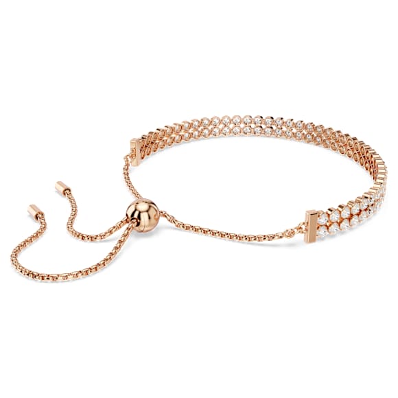 Matrix Tennis 브레이슬릿, 라운드 컷, 화이트, 18K 로즈 골드 피니시 - Swarovski, 5677823