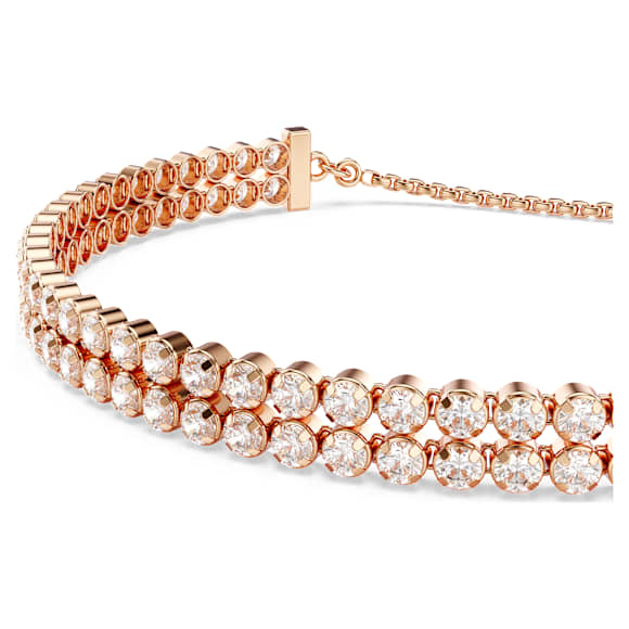 Matrix Tennis Armband, Rundschliff, Weiß, Roségold-Legierungsschicht - Swarovski, 5677823