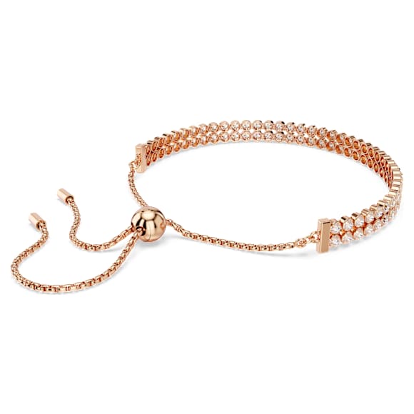 Matrix Tennis Armband, Rundschliff, Weiß, Roségold-Legierungsschicht - Swarovski, 5677823