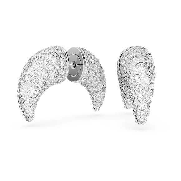 Luna Oorknopjes, Maan, S, Wit, Rodium toplaag - Swarovski, 5677879