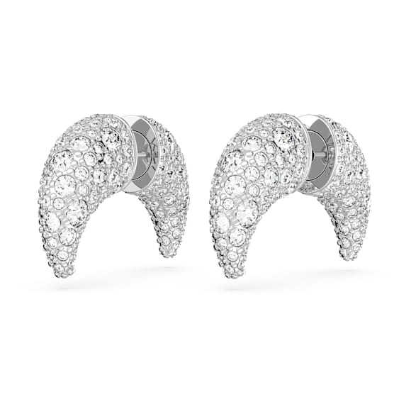 Luna Oorknopjes, Maan, S, Wit, Rodium toplaag - Swarovski, 5677879