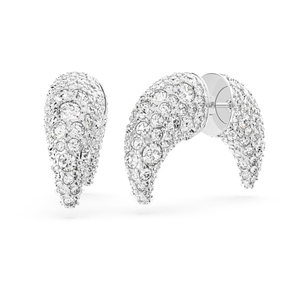 Luna Oorknopjes, Maan, S, Wit, Rodium toplaag - Swarovski, 5677879