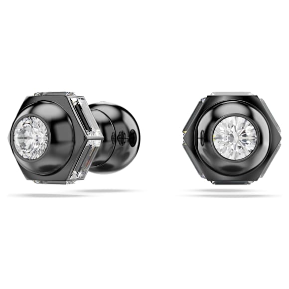 Clous d'oreilles Numina, Taille ronde, Blanches, Métal plaqué ruthénium - Swarovski, 5677941