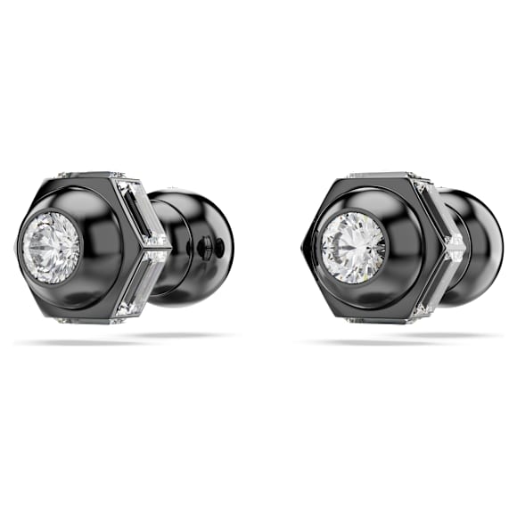 Clous d'oreilles Numina, Taille ronde, Blanches, Métal plaqué ruthénium - Swarovski, 5677941