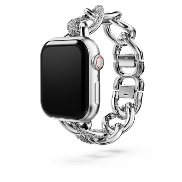 Sparkling chain strap, For Apple Watch® 40mm & 41mm, Silver tone, Stainless steel - Swarovski, 5678671