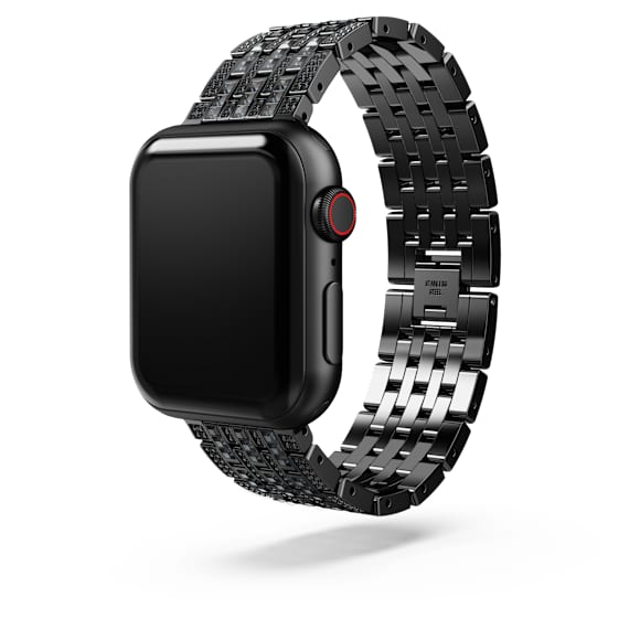 Sparkling princess strap, For Apple Watch® 40mm & 41mm, Black, Black finish - Swarovski, 5678675