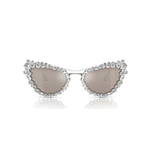 Occhiali da sole a clip 2 in 1, Statement, Forma Cat-eye, SK7011, Bianchi - Swarovski, 5679552