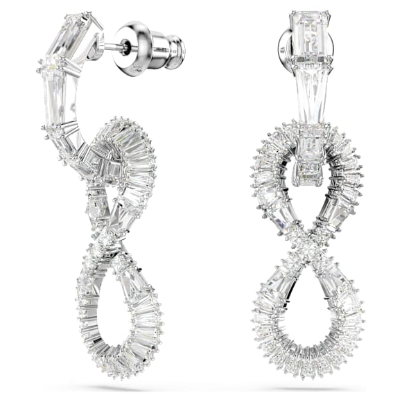 Hyperbola Drop-Ohrhänger, Unendlichkeit, Weiß, Rhodiniert - Swarovski, 5679793