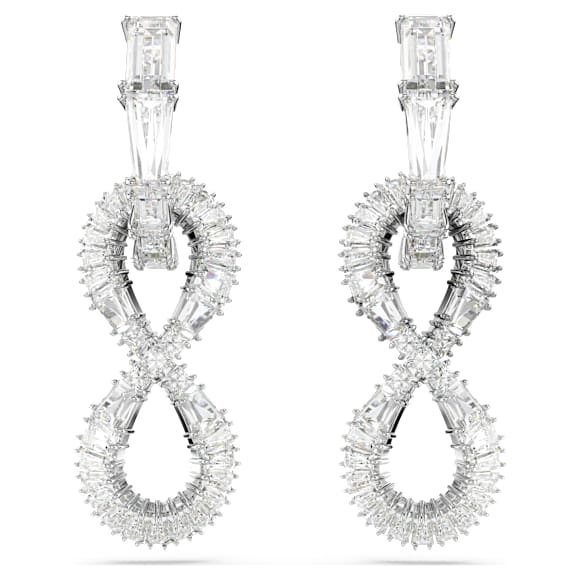 Hyperbola Drop-Ohrhänger, Unendlichkeit, Weiß, Rhodiniert - Swarovski, 5679793