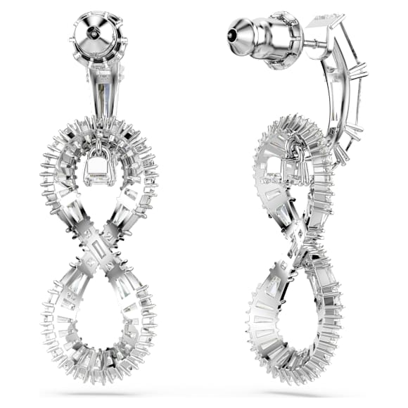 Hyperbola Drop-Ohrhänger, Unendlichkeit, Weiß, Rhodiniert - Swarovski, 5679793