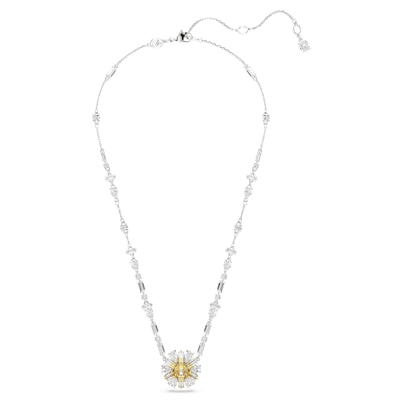 Idyllia necklace, Flower, Yellow, Rhodium plated - Swarovski, 5679916