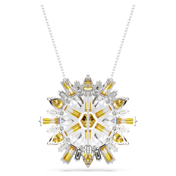 Pendentif et broche Idyllia, Tailles variées, Fleur, Long, Jaunes, Métal rhodié - Swarovski, 5679947