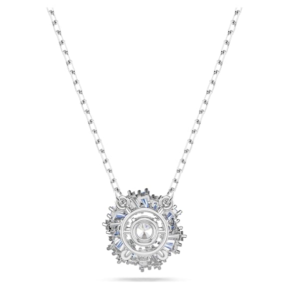 Idyllia pendant, Mixed cuts, Flower, Blue, Rhodium plated - Swarovski, 5680013