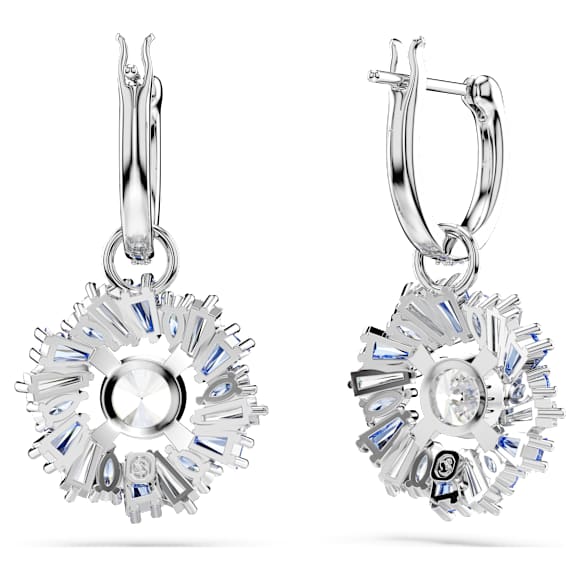 Pendientes Idyllia, Tallas mixtas, Flor, Azules, Baño de rodio - Swarovski, 5680016