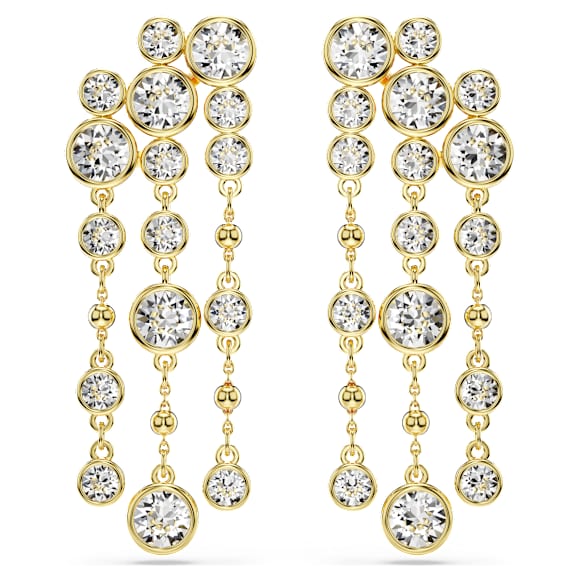 Orecchini pendenti Imber, Taglio Round, Chandelier, Bianchi, Placcato color oro - Swarovski, 5680093