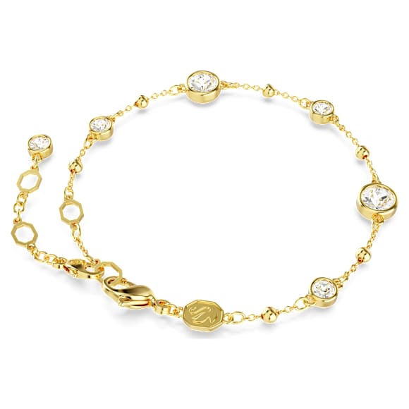 Imber bracelet, Round cut, Scattered design, White, Gold-tone plated - Swarovski, 5680094