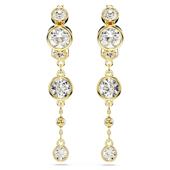Brincos compridos Imber, Lapidação redonda, Branco, Acabamento de combinação de metais - Swarovski, 5680097