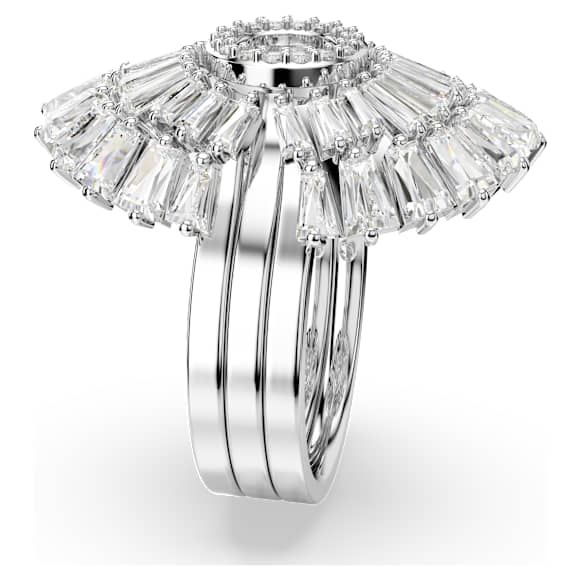 Idyllia ring, Set (3), Mixed cuts, Shell, White, Rhodium plated Idyllia ring, Set (3), Mixed cuts, Shell, White, Rhodium plated