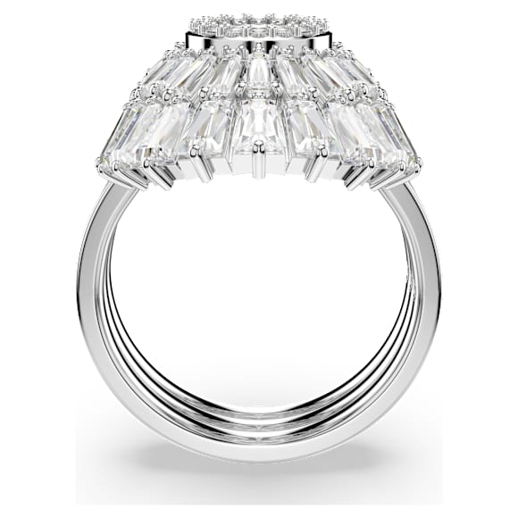 Idyllia ring, Set (3), Mixed cuts, Shell, White, Rhodium Idyllia ring, Set (3), Mixed cuts, Shell, White, Rhodium