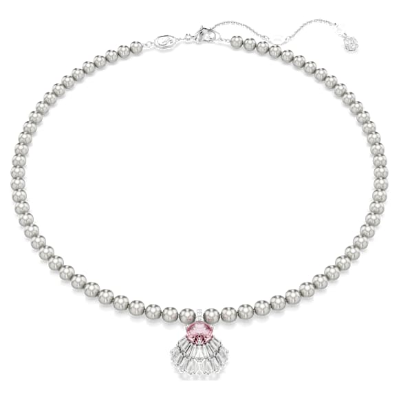 Pendente Idyllia, Taglio misto, Crystal Pearl, Conchiglia, Rosa, Placcato rodio - Swarovski, 5680297