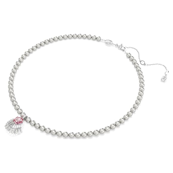 Pendente Idyllia, Taglio misto, Crystal Pearl, Conchiglia, Rosa, Placcato rodio - Swarovski, 5680297