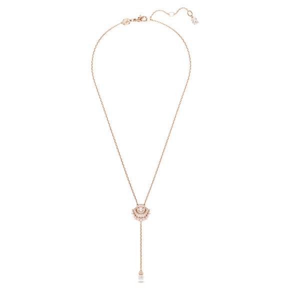 Colgante en Y Idyllia, Perla de cristal, Concha de mar, Blanco, Baño tono oro rosa - Swarovski, 5680299