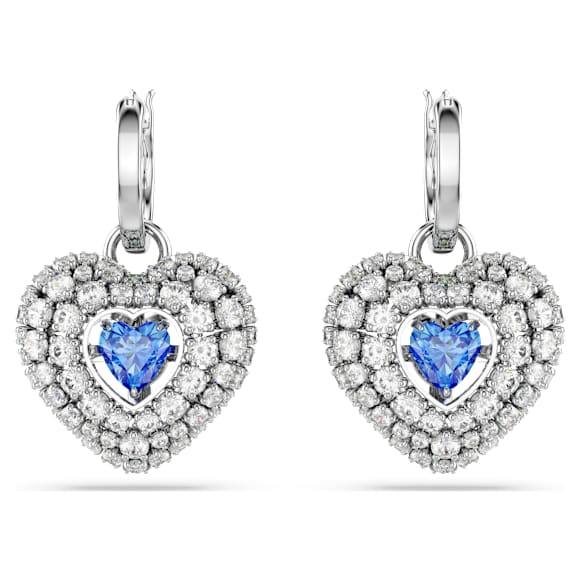 Pendientes Hyperbola, Corazón, Azules, Baño de rodio - Swarovski, 5680392