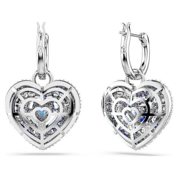 Długie kolczyki Idyllia, Serce, Niebieskie, Powłoka z rodu - Swarovski, 5680392