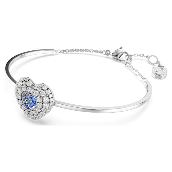 Hyperbola bangle, Heart, Blue, Rhodium plated - Swarovski, 5680393