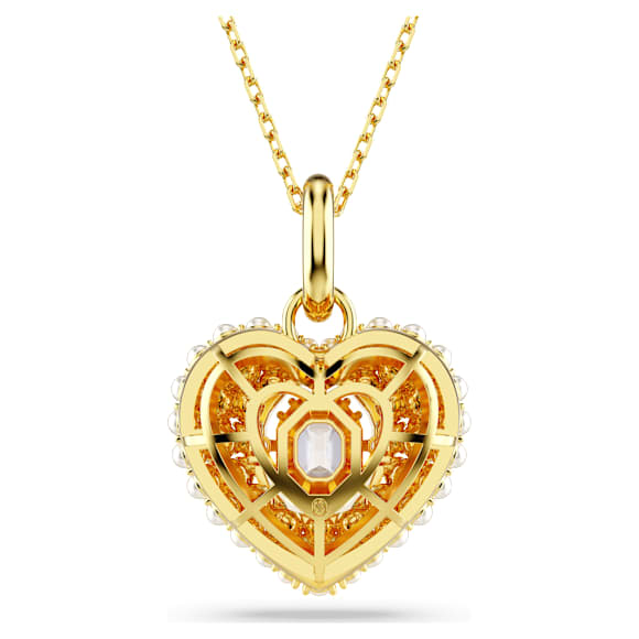 Hyperbola pendant, Crystal pearl, Heart, White, Gold-tone plated - Swarovski, 5680399
